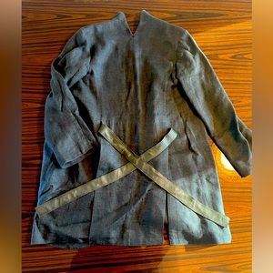 Theyskens Theory Linen Silk Coat Leather Ties